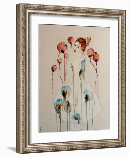 Redhead with Poppies, 2016-Susan Adams-Framed Giclee Print