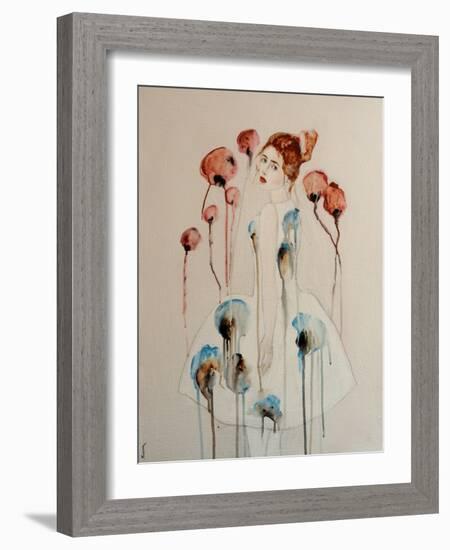 Redhead with Poppies, 2016-Susan Adams-Framed Giclee Print