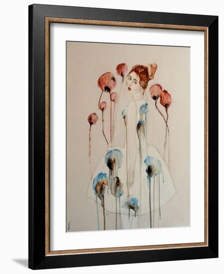 Redhead with Poppies, 2016-Susan Adams-Framed Giclee Print