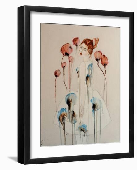 Redhead with Poppies, 2016-Susan Adams-Framed Giclee Print