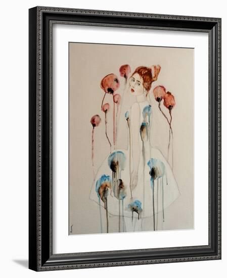 Redhead with Poppies, 2016-Susan Adams-Framed Giclee Print