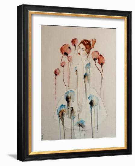 Redhead with Poppies, 2016-Susan Adams-Framed Giclee Print