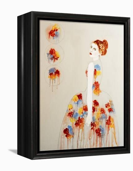 Redhead with Red and Blue Flowers, 2016-Susan Adams-Framed Premier Image Canvas