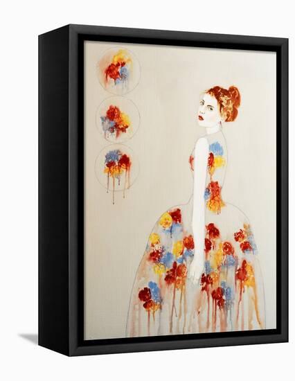 Redhead with Red and Blue Flowers, 2016-Susan Adams-Framed Premier Image Canvas