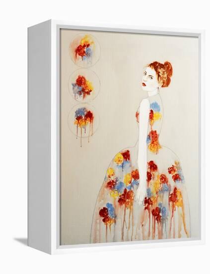 Redhead with Red and Blue Flowers, 2016-Susan Adams-Framed Premier Image Canvas