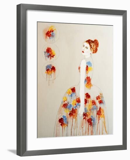 Redhead with Red and Blue Flowers, 2016-Susan Adams-Framed Giclee Print