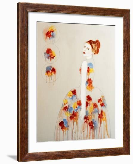 Redhead with Red and Blue Flowers, 2016-Susan Adams-Framed Giclee Print