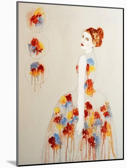 Redhead with Red and Blue Flowers, 2016-Susan Adams-Mounted Giclee Print