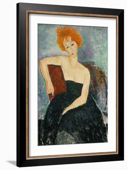 Redheaded Girl in Evening Dress, 1918 (Oil on Canvas)-Amedeo Modigliani-Framed Giclee Print