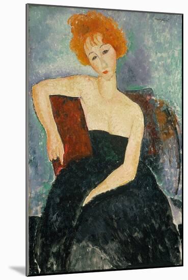 Redheaded Girl in Evening Dress, 1918 (Oil on Canvas)-Amedeo Modigliani-Mounted Giclee Print