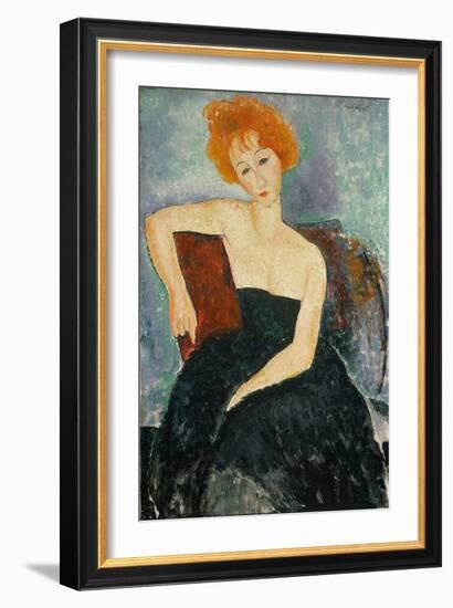 Redheaded Girl in Evening Dress, 1918 (Oil on Canvas)-Amedeo Modigliani-Framed Giclee Print