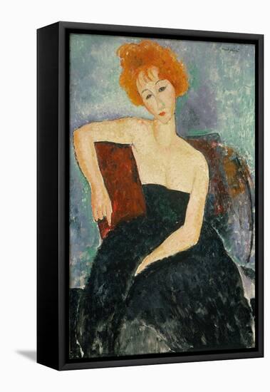 Redheaded Girl in Evening Dress, 1918 (Oil on Canvas)-Amedeo Modigliani-Framed Premier Image Canvas