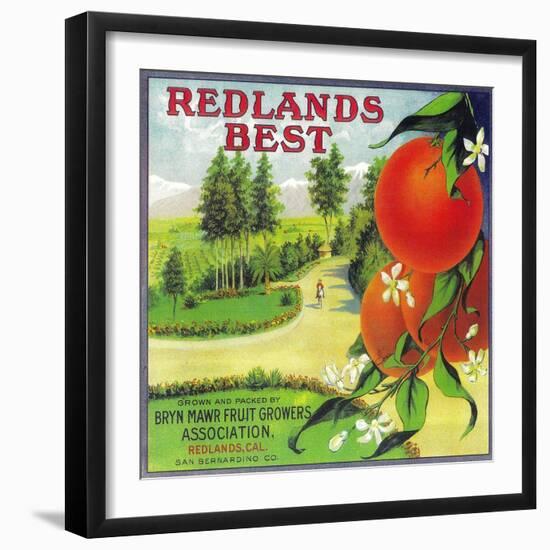 Redlands Best Orange Label - Redlands, CA-Lantern Press-Framed Art Print