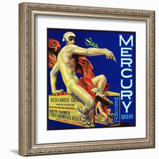 Redlands, California, Mercury Brand Citrus Label-Lantern Press-Framed Art Print