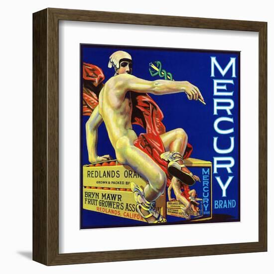 Redlands, California, Mercury Brand Citrus Label-Lantern Press-Framed Art Print