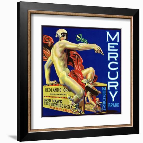 Redlands, California, Mercury Brand Citrus Label-Lantern Press-Framed Art Print