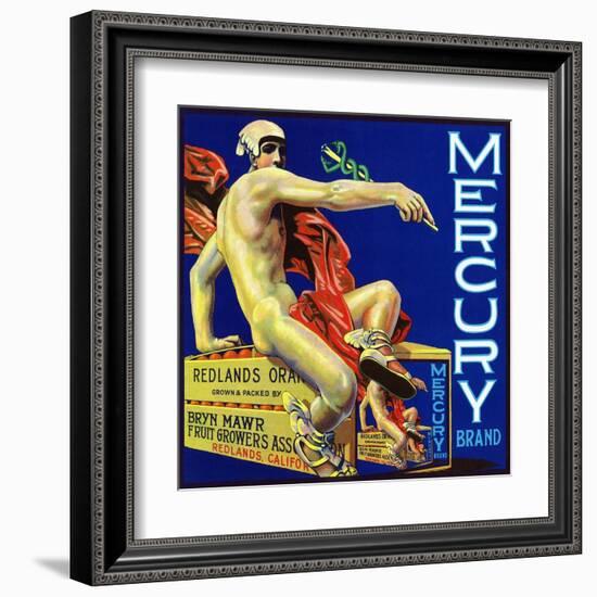 Redlands, California, Mercury Brand Citrus Label-Lantern Press-Framed Art Print