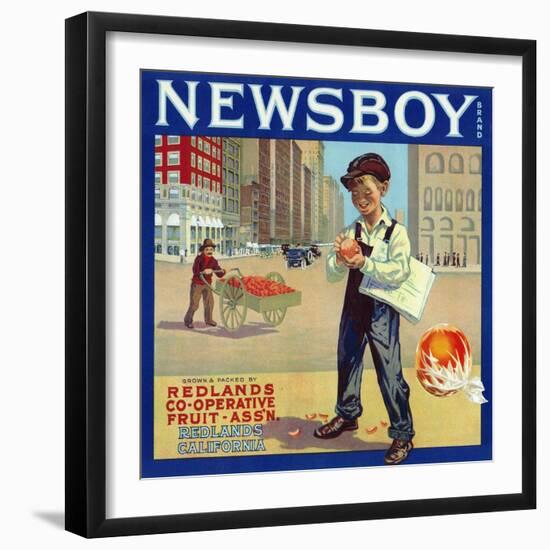 Redlands, California, Newsboy Brand Citrus Label-Lantern Press-Framed Art Print