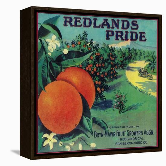 Redlands Pride Orange Label - Redlands, CA-Lantern Press-Framed Stretched Canvas