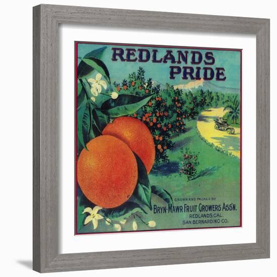 Redlands Pride Orange Label - Redlands, CA-Lantern Press-Framed Art Print