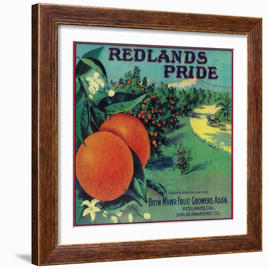 Redlands Pride Orange Label - Redlands, CA-Lantern Press-Framed Art Print