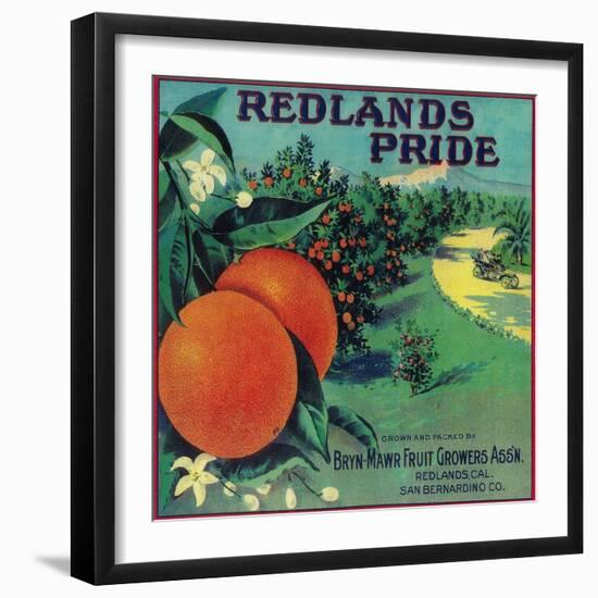 Redlands Pride Orange Label - Redlands, CA-Lantern Press-Framed Art Print