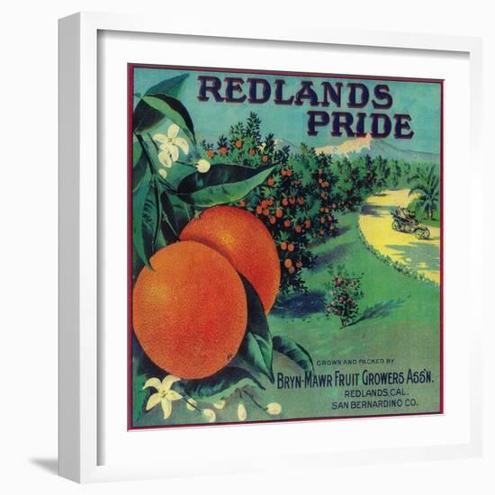 Redlands Pride Orange Label - Redlands, CA-Lantern Press-Framed Art Print