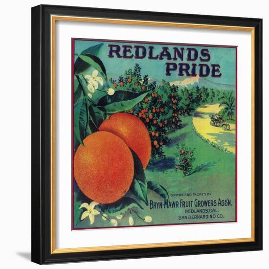 Redlands Pride Orange Label - Redlands, CA-Lantern Press-Framed Art Print