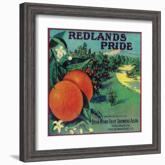 Redlands Pride Orange Label - Redlands, CA-Lantern Press-Framed Art Print