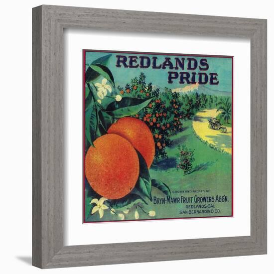 Redlands Pride Orange Label - Redlands, CA-Lantern Press-Framed Art Print