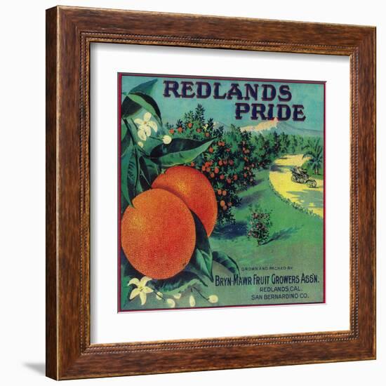 Redlands Pride Orange Label - Redlands, CA-Lantern Press-Framed Art Print