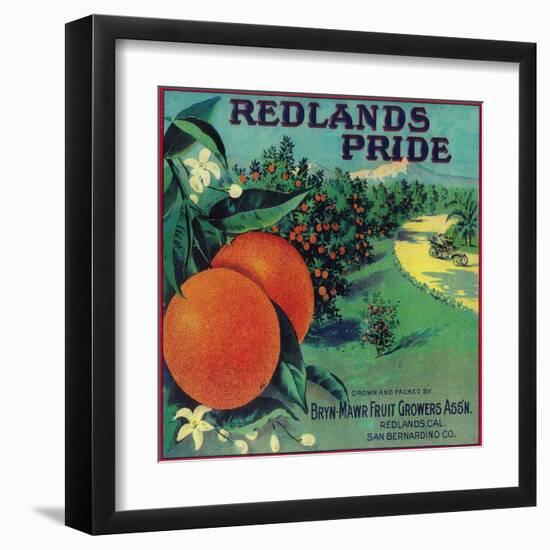 Redlands Pride Orange Label - Redlands, CA-Lantern Press-Framed Art Print