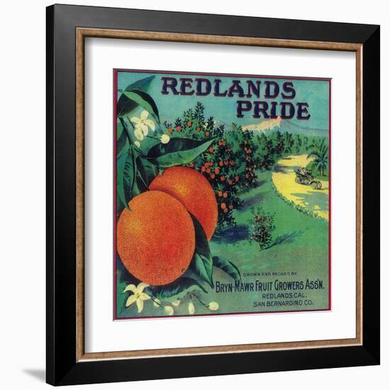 Redlands Pride Orange Label - Redlands, CA-Lantern Press-Framed Art Print