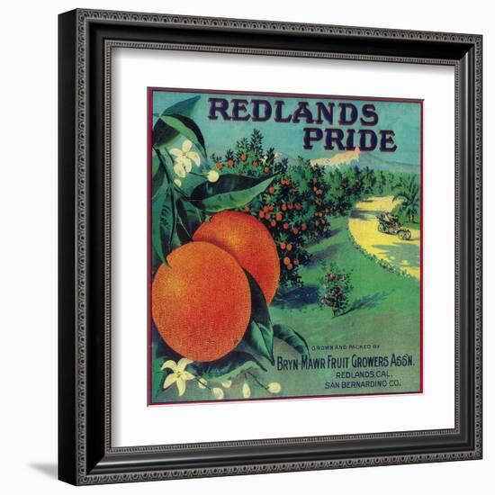 Redlands Pride Orange Label - Redlands, CA-Lantern Press-Framed Art Print