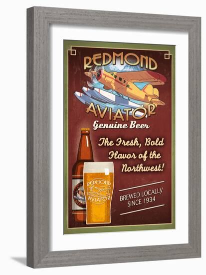 Redmond, Washington - Aviator Beer-Lantern Press-Framed Art Print