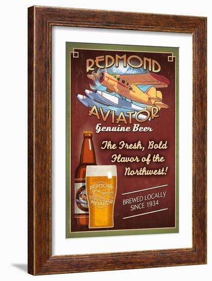 Redmond, Washington - Aviator Beer-Lantern Press-Framed Art Print