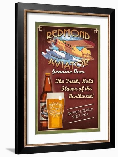 Redmond, Washington - Aviator Beer-Lantern Press-Framed Art Print