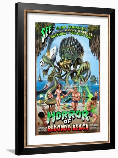 Redondo Beach, California - Alien Attack Horror-Lantern Press-Framed Art Print