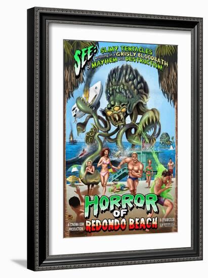 Redondo Beach, California - Alien Attack Horror-Lantern Press-Framed Art Print