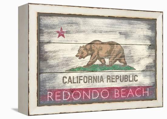 Redondo Beach, California - Barnwood State Flag-Lantern Press-Framed Stretched Canvas