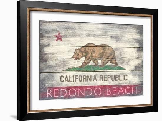 Redondo Beach, California - Barnwood State Flag-Lantern Press-Framed Art Print