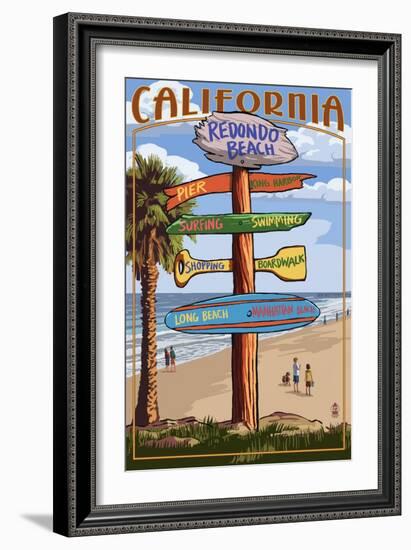 Redondo Beach, California - Destination Sign-Lantern Press-Framed Art Print