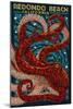 Redondo Beach, California - Octopus Mosaic-Lantern Press-Mounted Art Print