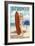 Redondo Beach, California - Pinup Surfer Girl-Lantern Press-Framed Art Print