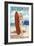 Redondo Beach, California - Pinup Surfer Girl-Lantern Press-Framed Art Print