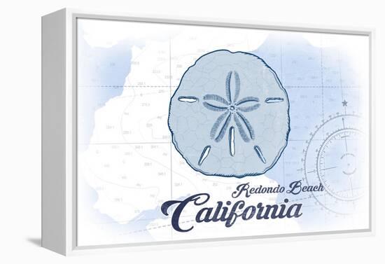 Redondo Beach, California - Sand Dollar - Blue - Coastal Icon-Lantern Press-Framed Stretched Canvas