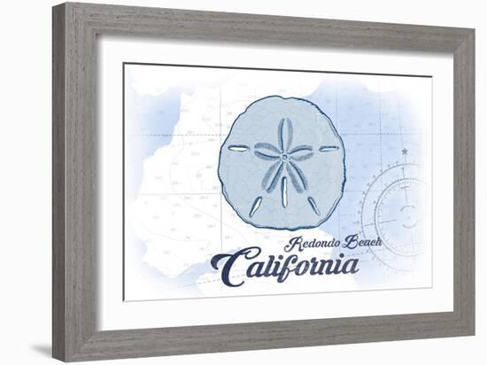 Redondo Beach, California - Sand Dollar - Blue - Coastal Icon-Lantern Press-Framed Art Print