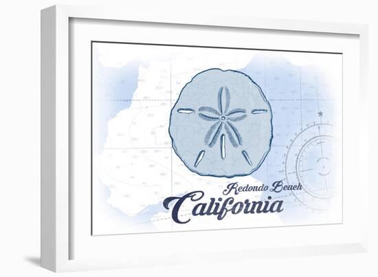 Redondo Beach, California - Sand Dollar - Blue - Coastal Icon-Lantern Press-Framed Art Print