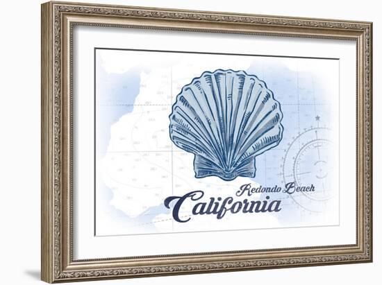 Redondo Beach, California - Scallop Shell - Blue - Coastal Icon-Lantern Press-Framed Art Print