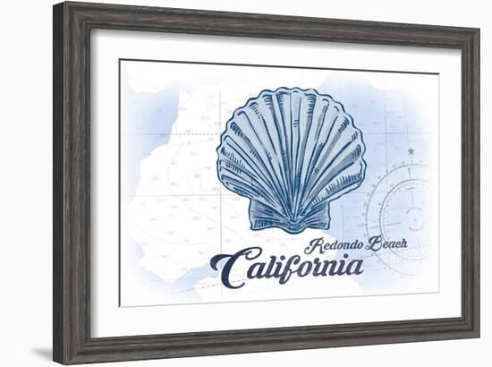 Redondo Beach, California - Scallop Shell - Blue - Coastal Icon-Lantern Press-Framed Art Print